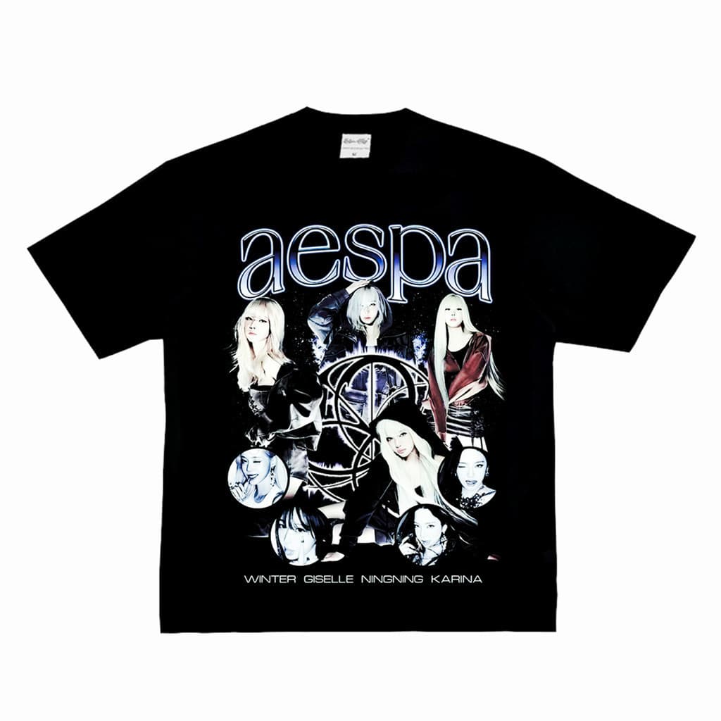 Camiseta AESPA Karina Winter Ningning K Pop Vintage Estampa Estilosa 100% Algodão