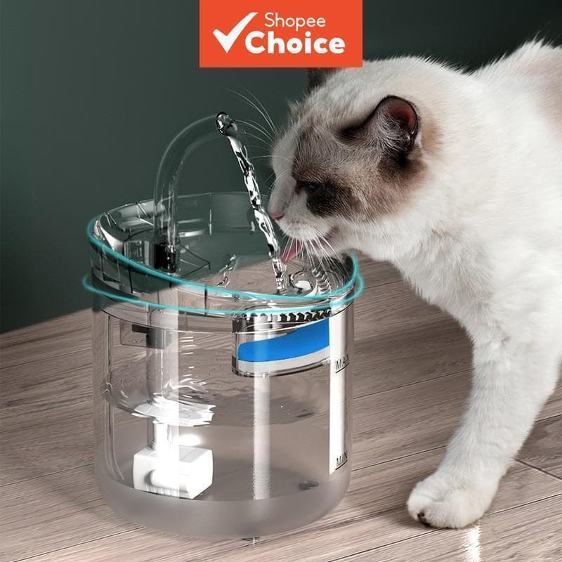 Fonte De Água Para Animais De Estimação , Dispensador Transparente Automático Gatos Com Nível Visível