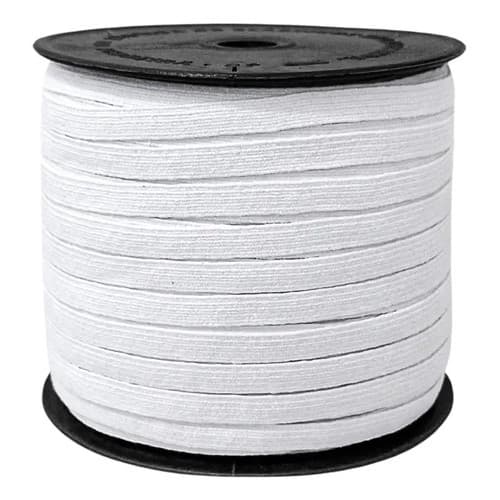 Elástico Pigeon Chato Branco N12 7mm Rolo Com 100metros Liso Branco