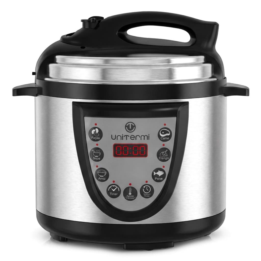 Panela de Pressão Elétrica Digital Inox 4L Unitermi 800W Inox Anti-anderente 127/220V
