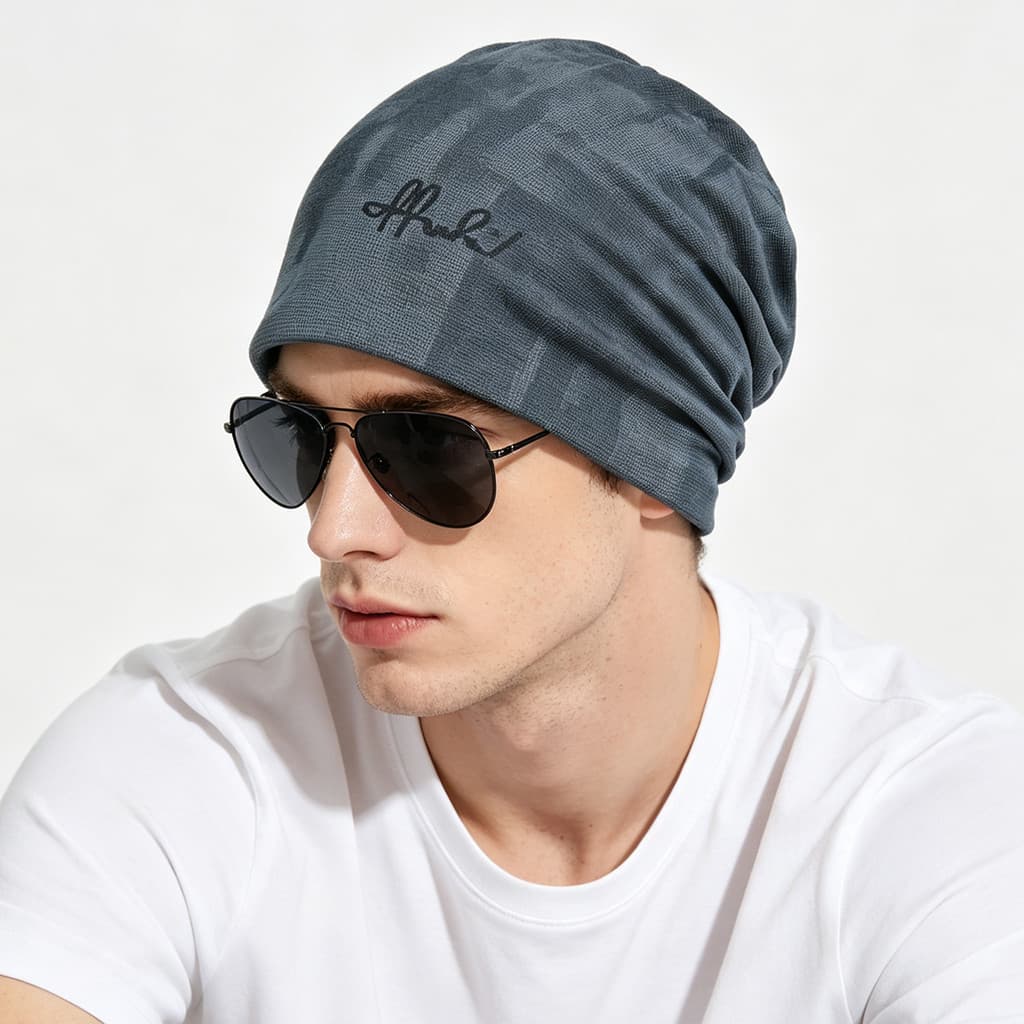 Boné de cabeça fina masculino versão coreana boné de pilha Retro impresso cabeça boné único Casual lenço boné ao ar livr