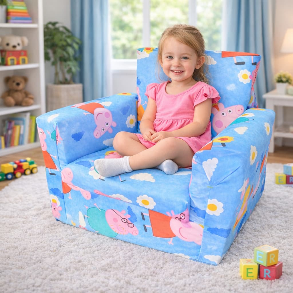 Sofá Infantil Tema Porquinhos para Menino e Menina – Assento Confortável, Divertido e Decorativo