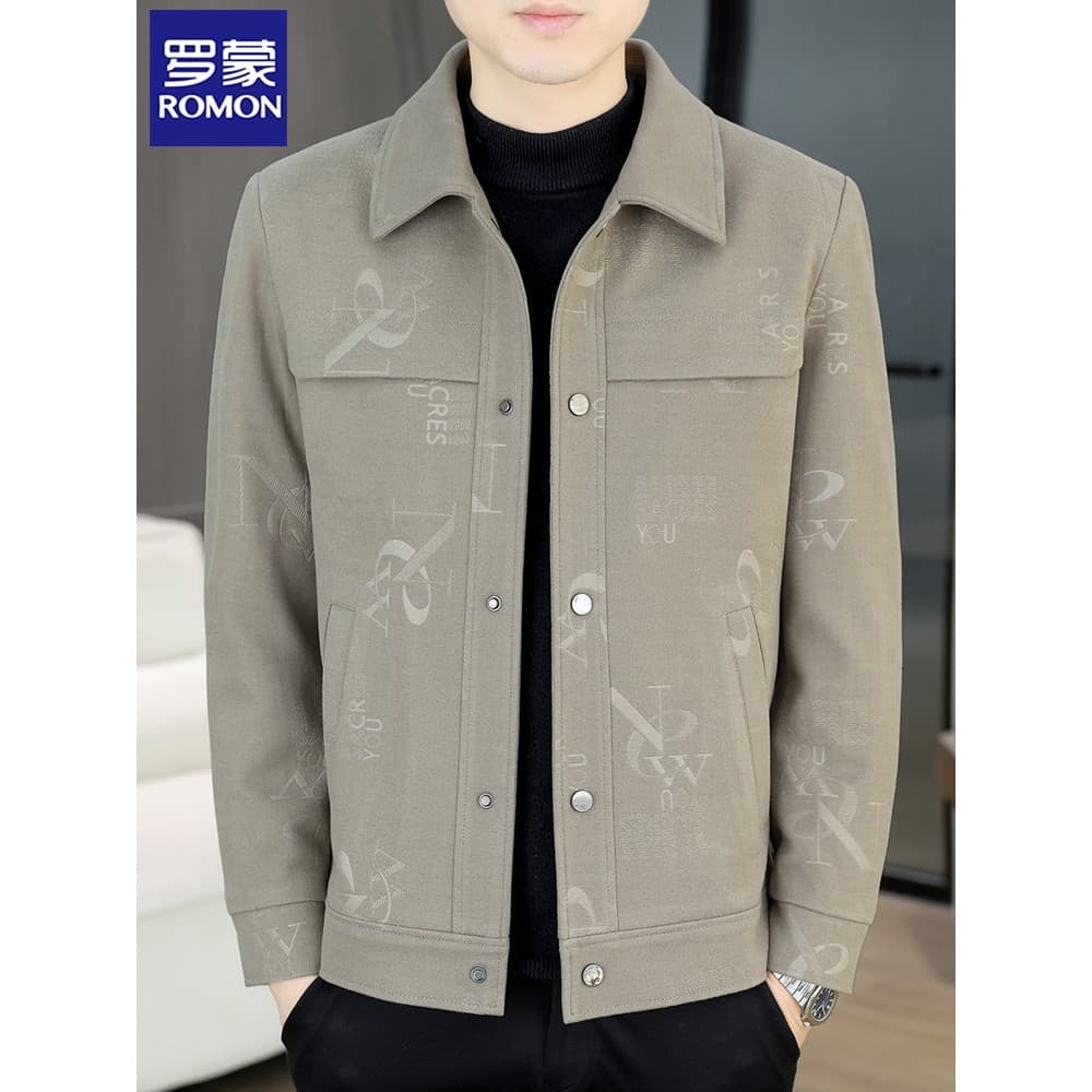 Lomon jaqueta de lapela masculina primavera outono novo estilo Casual masculino topo na moda meia-idade juventude impres