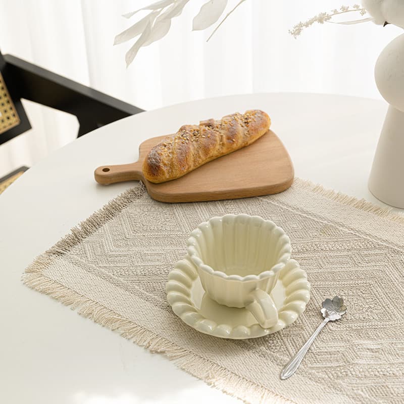 Algodão linho borla placemat tecido isolamento tapete de mesa comida ocidental placemat xadrez guardanapo tapete de mesa