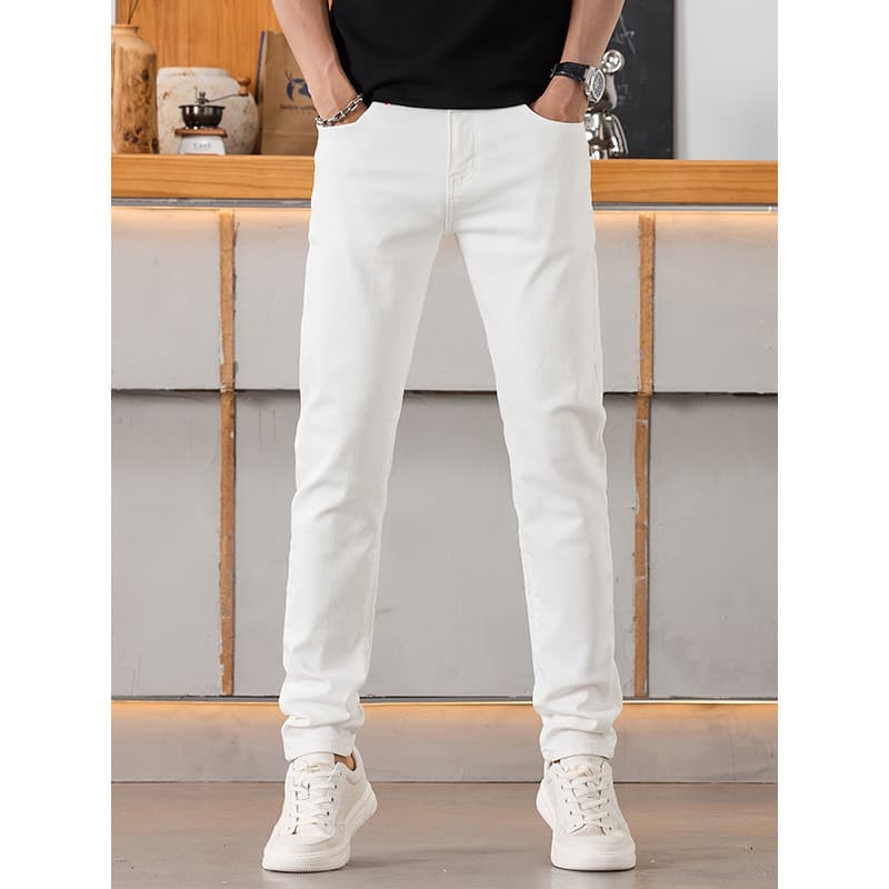 Calças Jeans masculinas calças brancas magro-ajuste calças magras casuais High-End outono 2025 novo estilo Jeans masculi