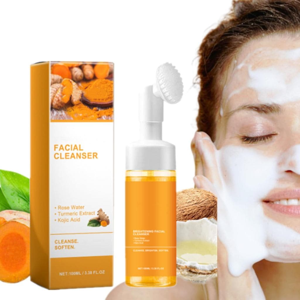 Limpador Facial de Cúrcuma, Espuma de Limpeza Facial, Sabonete Iluminador de Cúrcuma, Limpador Facial de Limpeza Profund