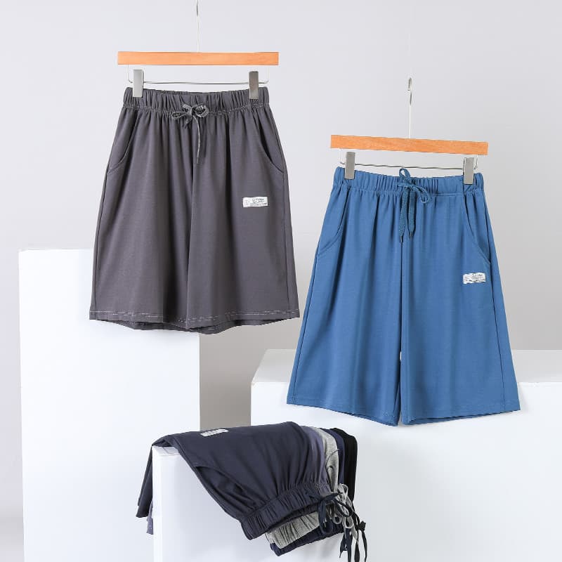 Langsha Modal pijama calças masculinas verão Shorts podem usar fora Casual calças de cinco pontos masculino única tira c