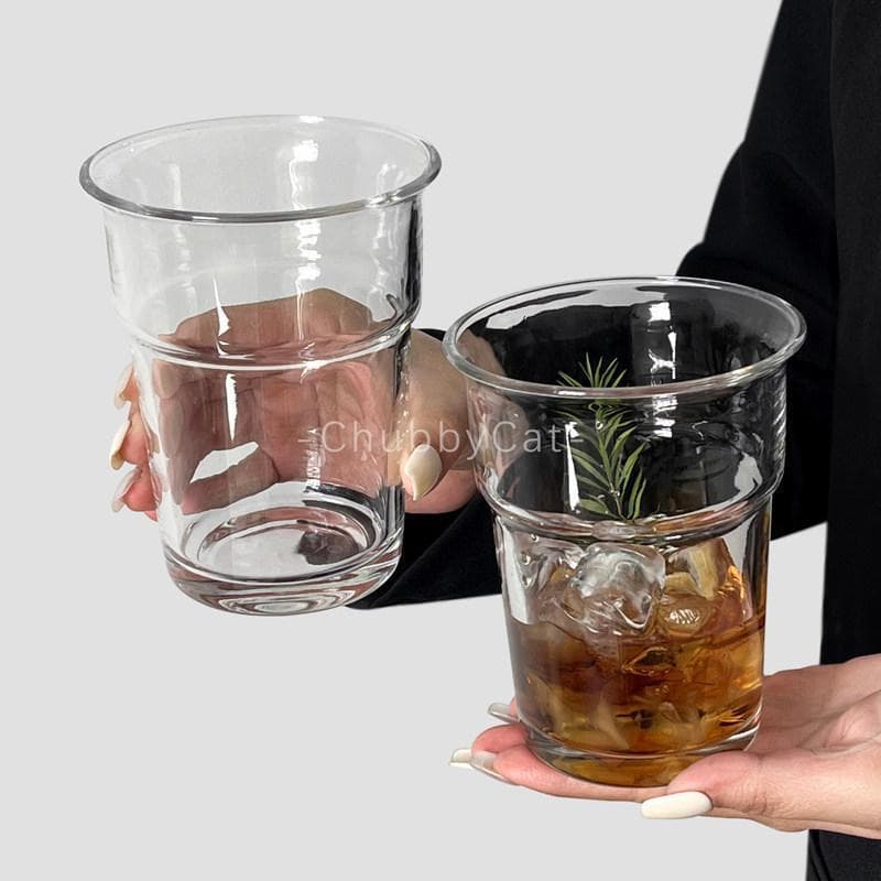 Copo de café estilo americano de grande capacidade em vidro estilo Ins, com borda escalonada, copo para uso doméstico, c