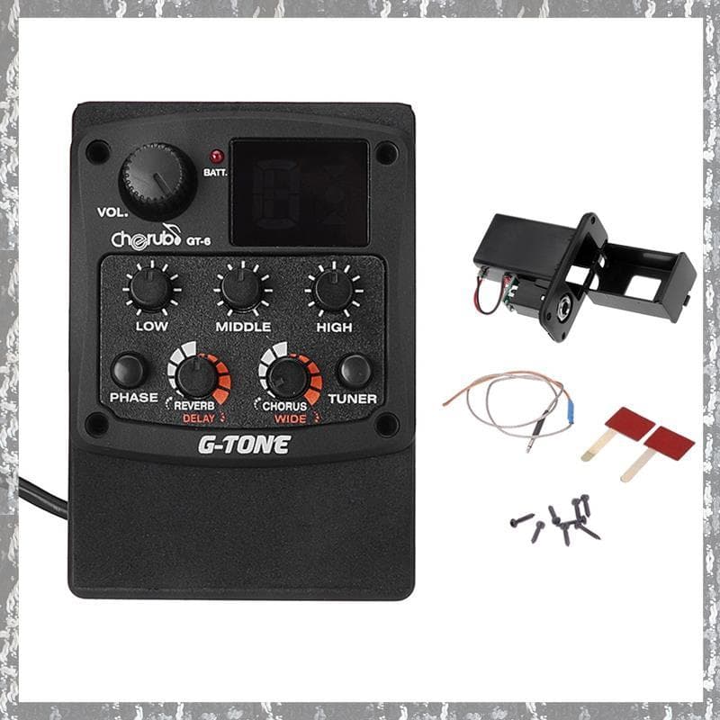 [Tnar] G-Tone GT-6 Pré-Amplificador De Guitarra Acústica Piezo Pickup Equalizador EQ De 3 Bandas Sintonizador LCD Reverb