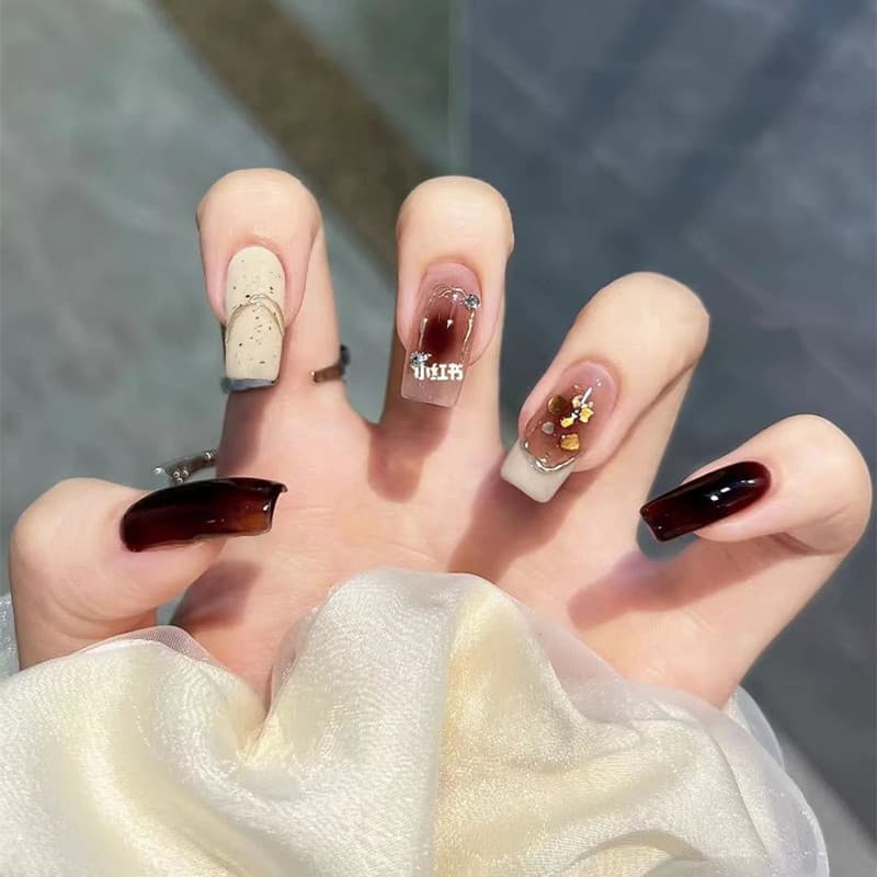 Outono inverno novos produtos feitos à mão produtos acabados Wearable Manicure remendo de unhas falsas clareamento armad