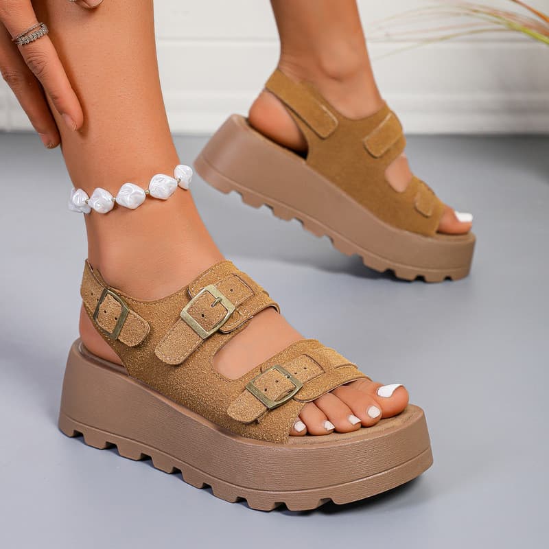 Sandálias de sola grossa femininas 2025 verão novo estilo antiderrapante sola macia esportes casuais sapatos de praia fe