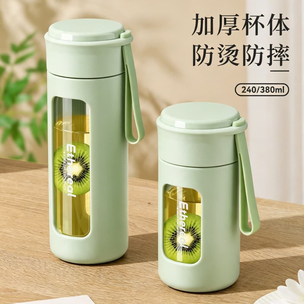 Alemão novo estilo copo de água de vidro meninas de alto valor portátil resistente a choques resistente a altas temperat