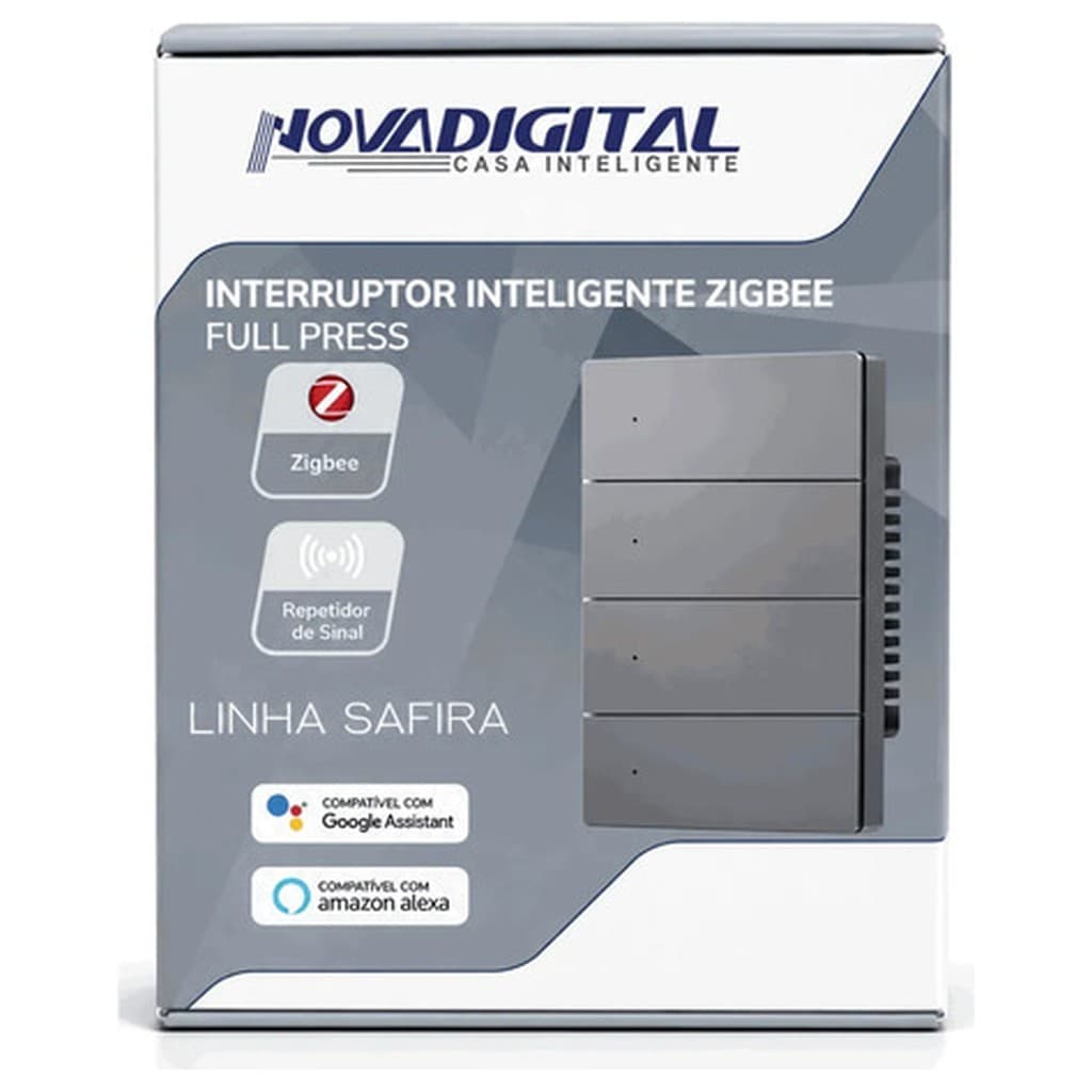 Interruptor Inteligente Nova Digital Safira Zigbee SA-4 4x2 4 Teclas Full Switch Alexa Google Home 127V 220V