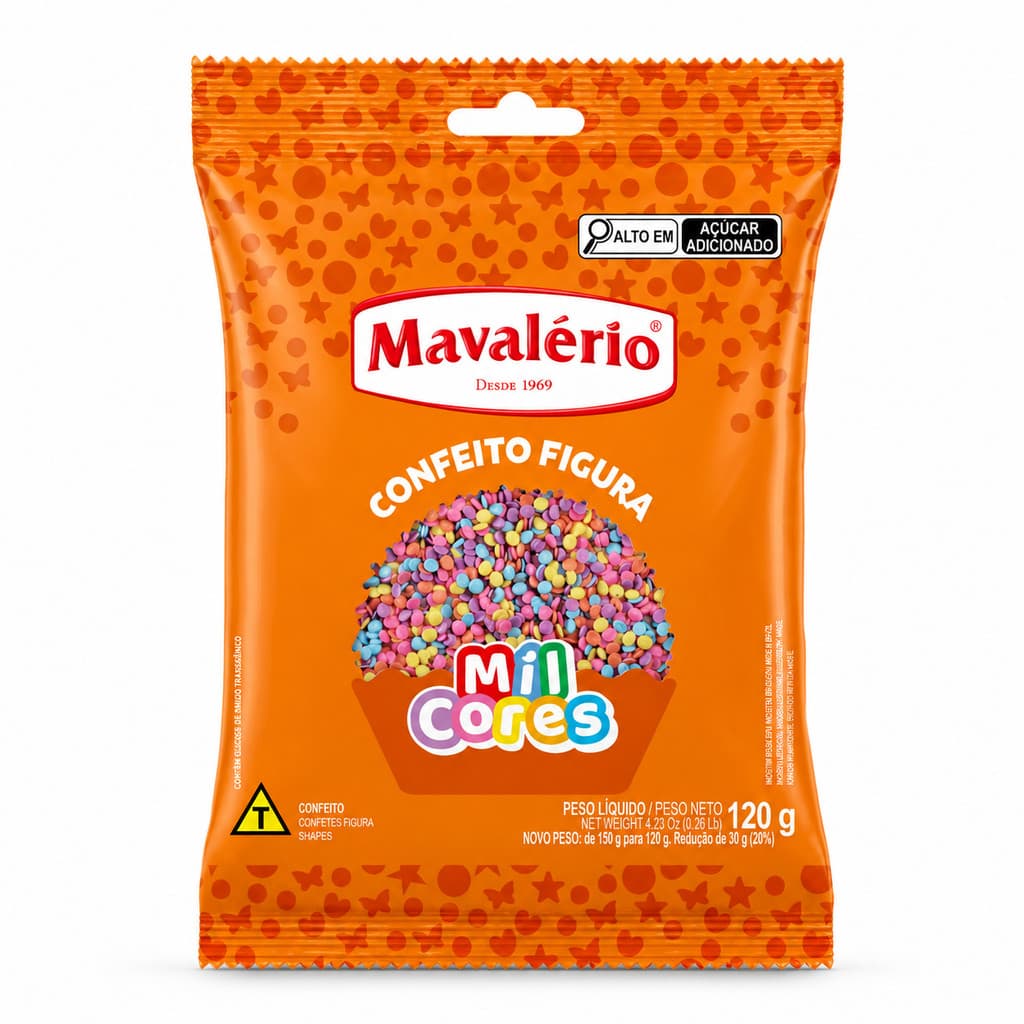 CONFEITO FIGURA CONFETE MIL CORES MAVALÉRIO - 120g