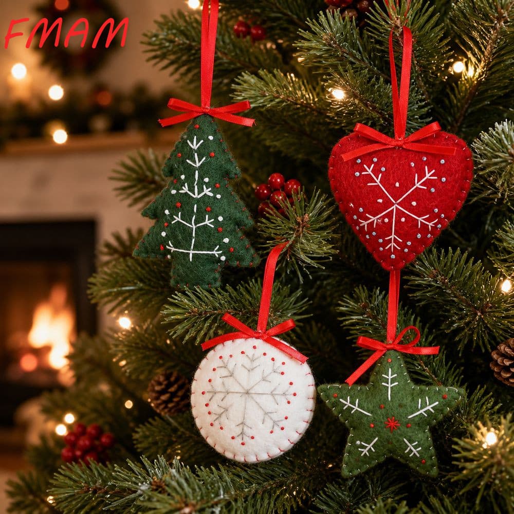 Enfeites De Natal FMAM , Cabides De Fita Feitos À Mão , Feltro Pendurados De Lã