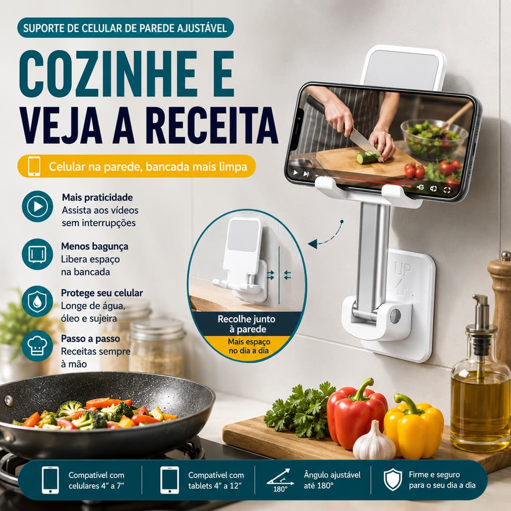 Suporte De Carregamento De Telefone De Parede Premium multifuncional Prático Para Celular não perfurado adesivo