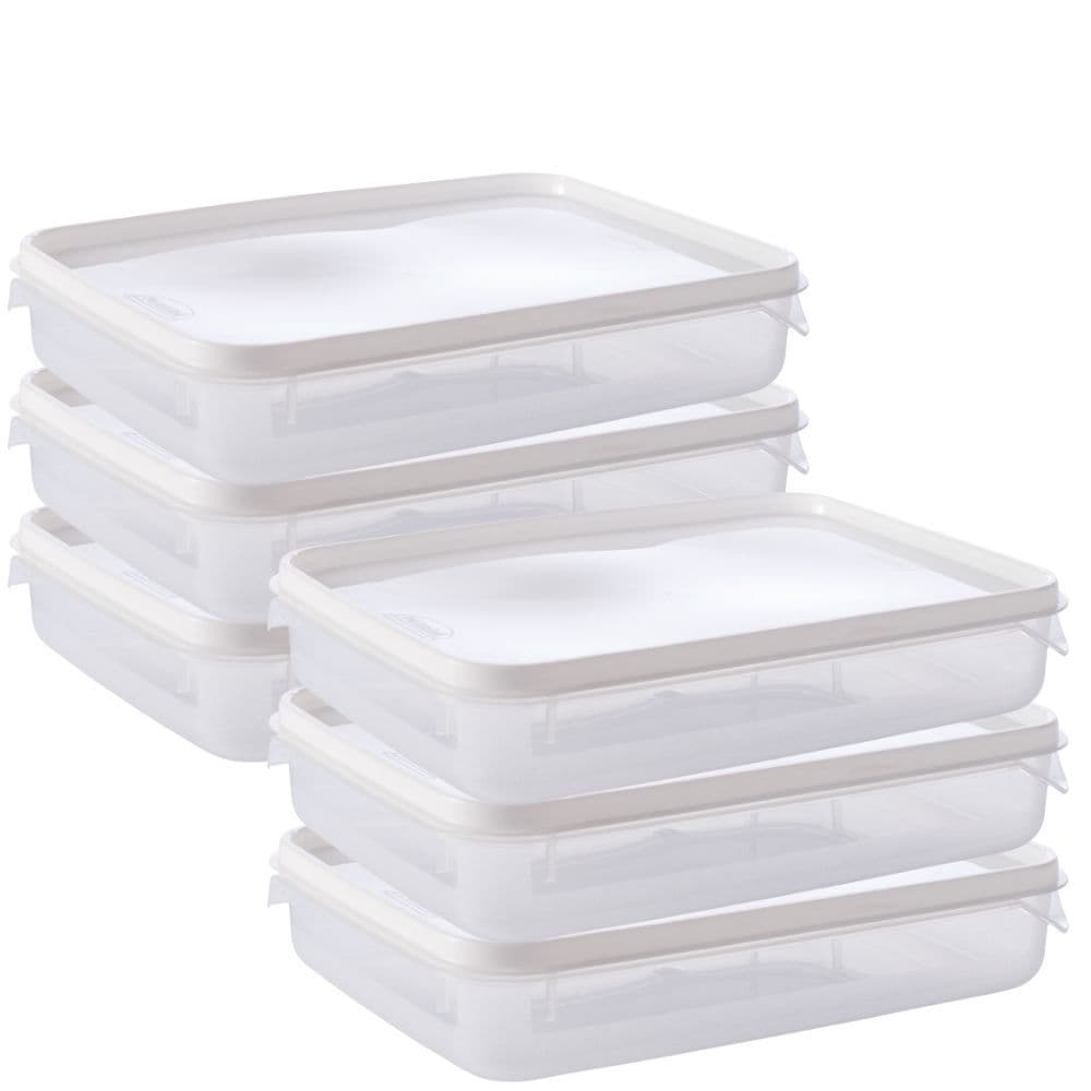 Pote de plástico transparente para freezer e micro-ondas 2 litros com 6 unidades Plasutil ref.2300