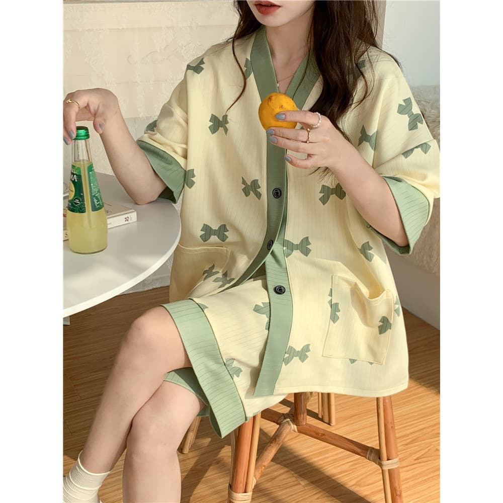 Extra grande pijamas de manga curta feminino verão gordura MM Plus Size 100kg 300 verão estilo fino irmã gorda Homewear