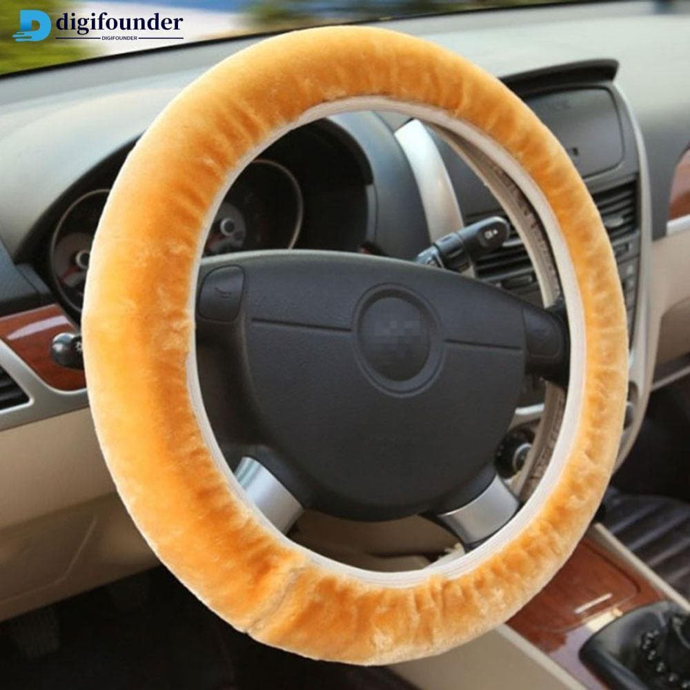 DIGIFOUNDER Universal Carro Auto Volante Capa Quente Macio Fuzzy Pelúcia Inverno O8R7