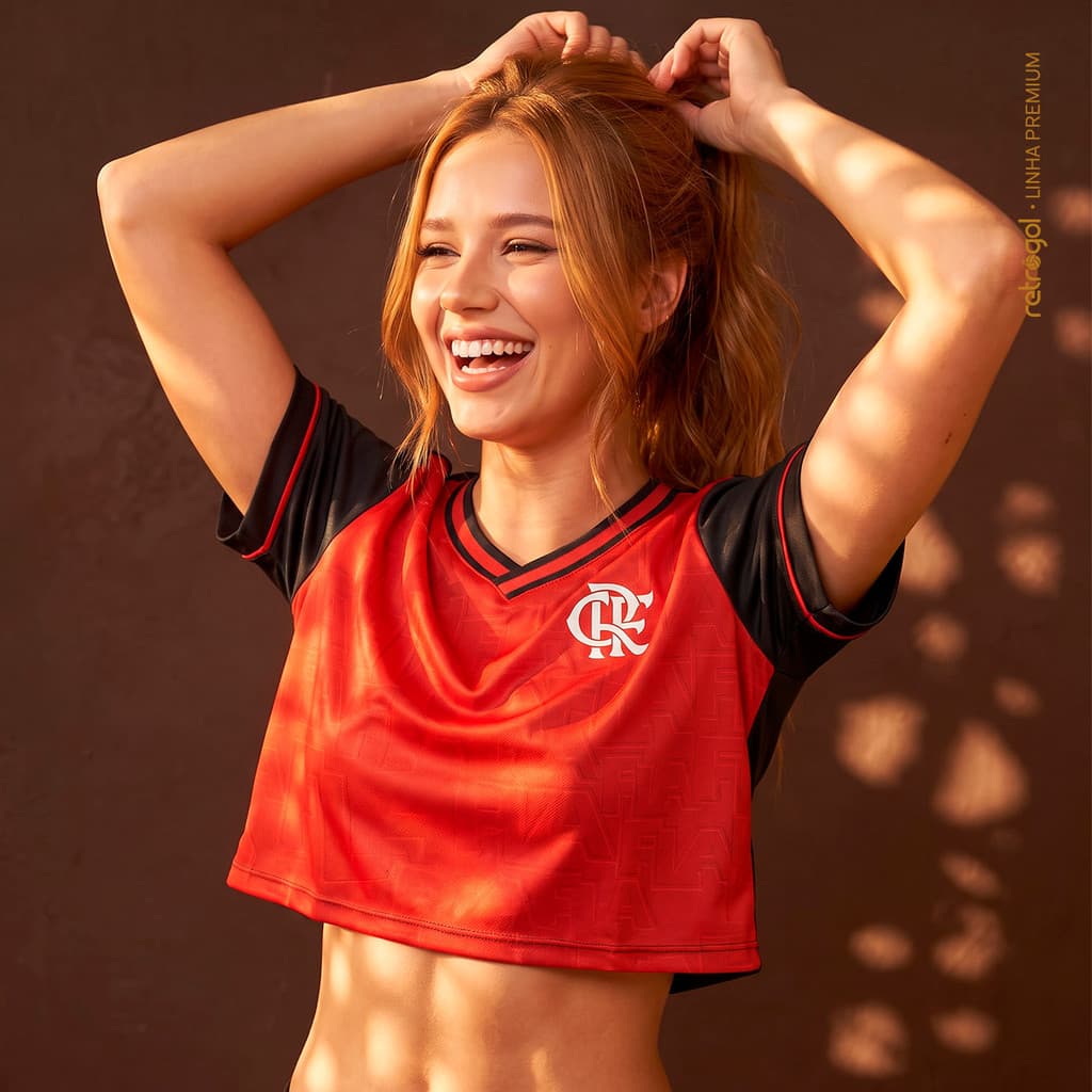 Cropped Flamengo Emboss Vermelho Feminino