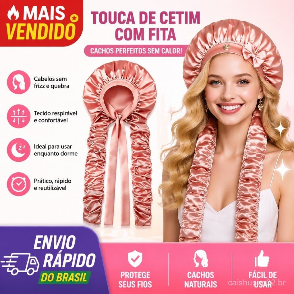 Touca de Cabelo de Cetim Extra Longa, Faixa Elástica Larga com Botão, Touca de Dormir, Design Estilo Tubo/Scrunchies, En