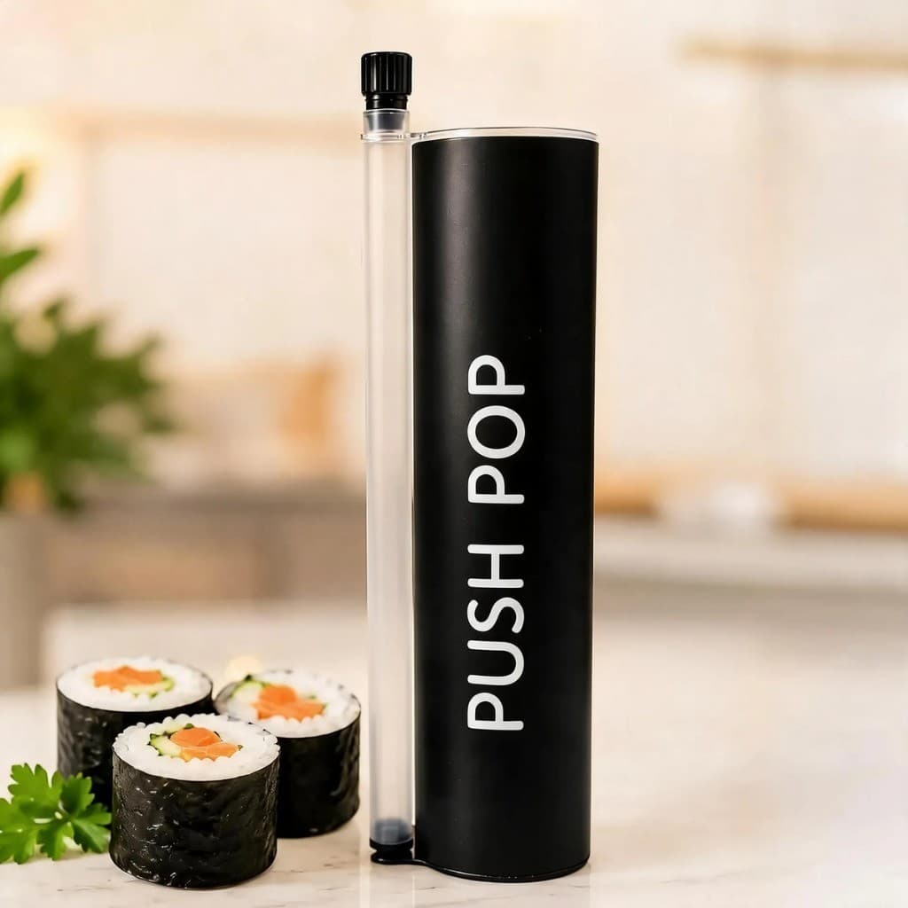 Recipiente De Embalagem Push Pop Sushi - 60 Unidades Preto