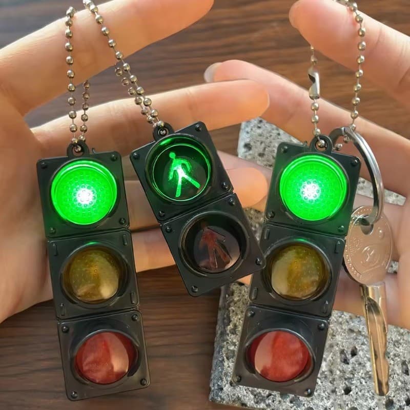 1/2 Pçs 3D Semáforo Chaveiro Criativo Mochila Pingente Sinal Luz Carro Saco De Presente De Tráfego Pendurado Decoração