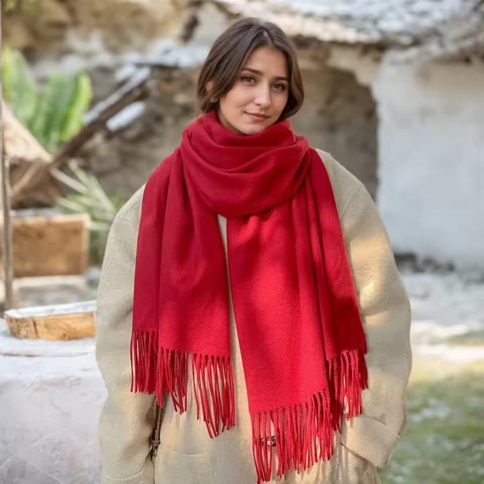 Cachecóis de Inverno Femininos, Cachecol de Cashmere Preto para Mulheres, Cachecol de Lã Quente para Senhoras IG7N