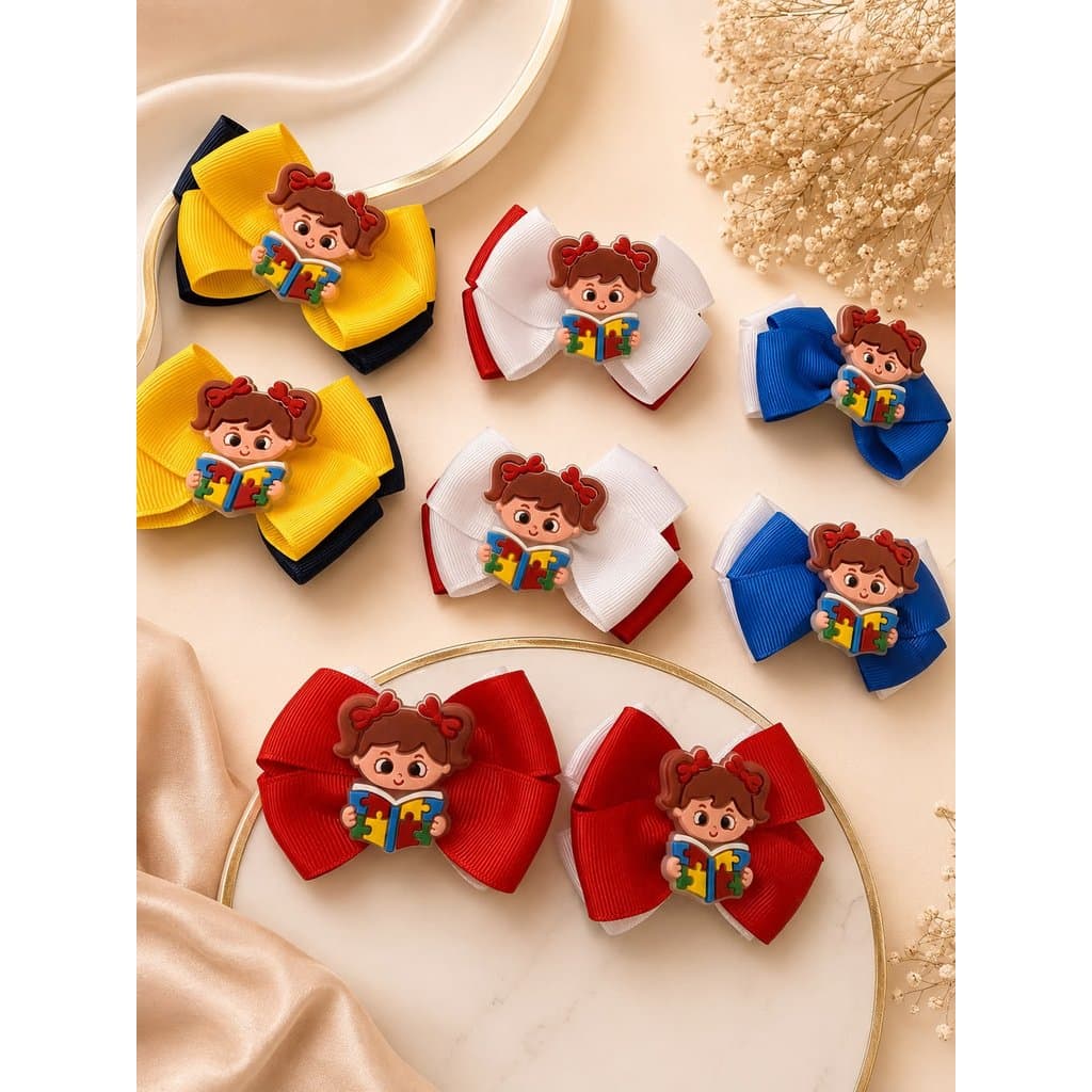 Dupla de laço delicada /Duplinha de laço/ Par de laço / Laço infantil / Laço CD  /Lacinho com aplique para TEA autismo