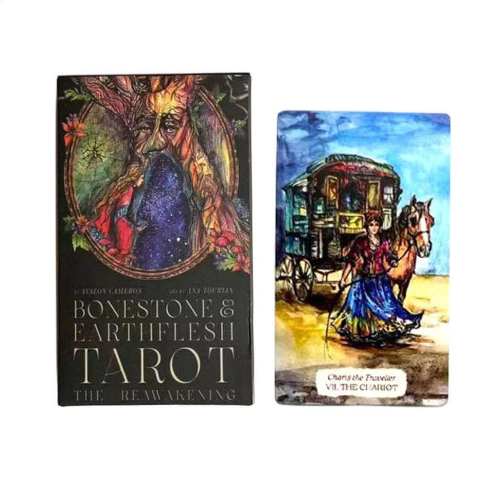 Baralho De Tarô Bonestone & Earthflesh Com 78 Folhas , Uma Jornada Pelo Místico Mito E Paisagens Sagradas habke2br