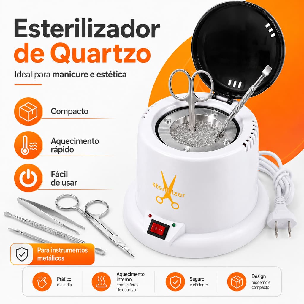 Esterilizador Elétrico Com Microsfera Esterilização Alicate de Unha