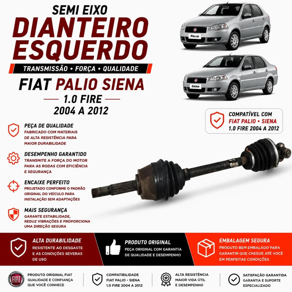 Semi Eixo Dianteiro Esquerdo Fiat Palio Siena 1.0 2004 2012