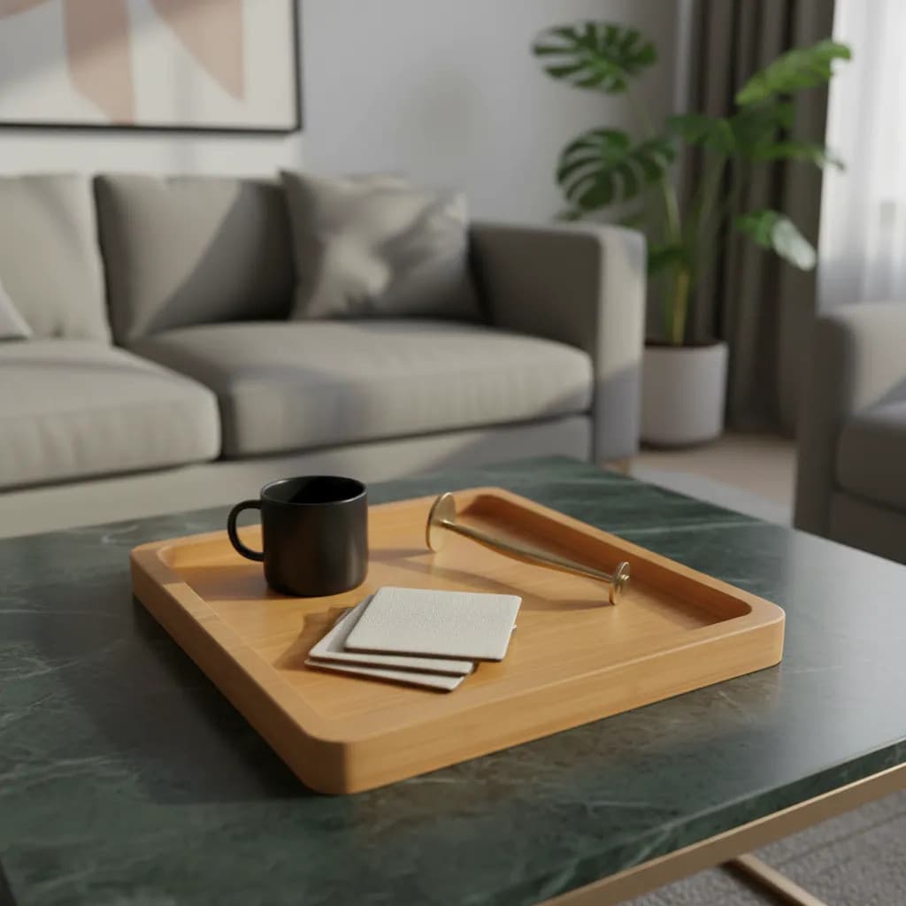 Bandeja Decorativa Madeira 25x25cm Quadrada Para Decoração