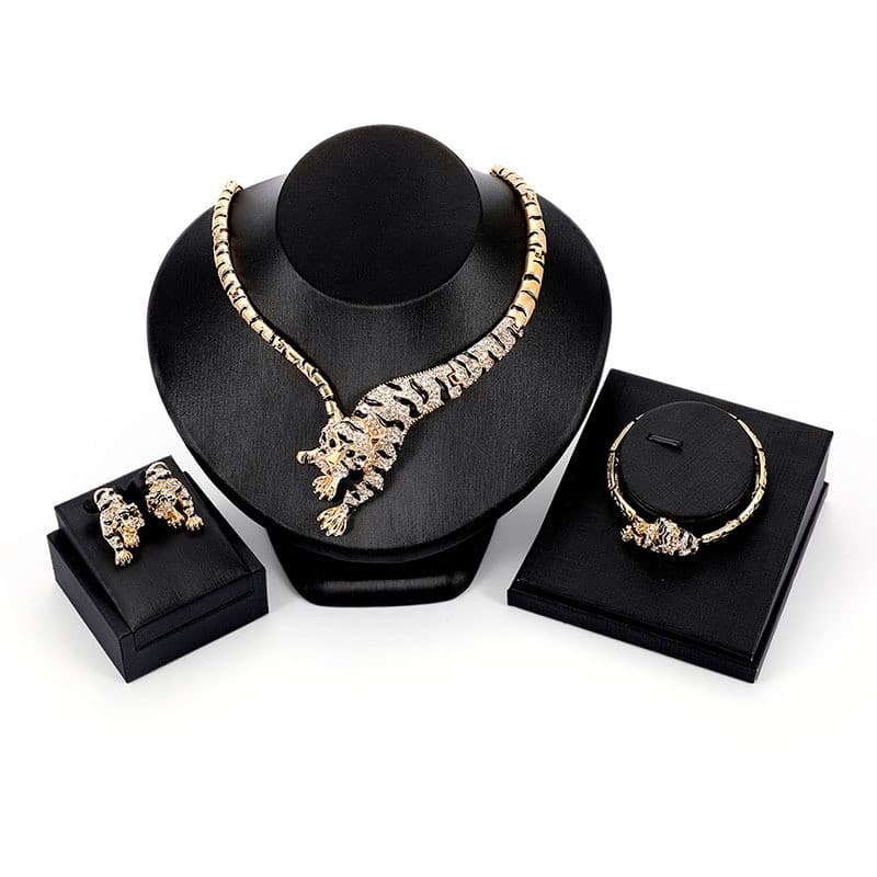 T tigre menina conjunto de jóias colar brincos pulseira não-desbotamento liga Metal Casual festa conjunto decoração Anim