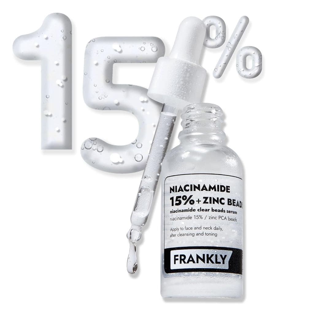 FRANKLY Niacinamida 15% + Sérum com Pérolas de Zinco |   Alta Dose, Mas Suave na Reparação |   Controle de Acne, Poros e