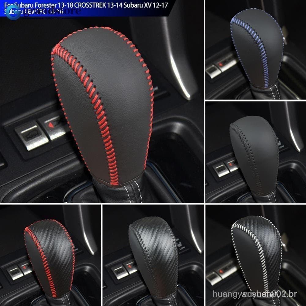 GRANDSTORE Carro Couro Do Plutônio Fibra De Carbono Botão De Mudança De Engrenagem Capa Handebol Guarnição Para Subaru F