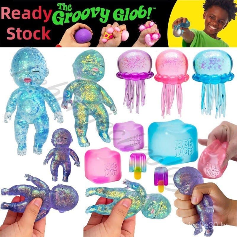 [Estoque Pronto] NeeDoh Engraçado Slime Natasha Boneca Squeeze Toy Colorido Bonito Soft Squish Cubo Sensorial Escritório