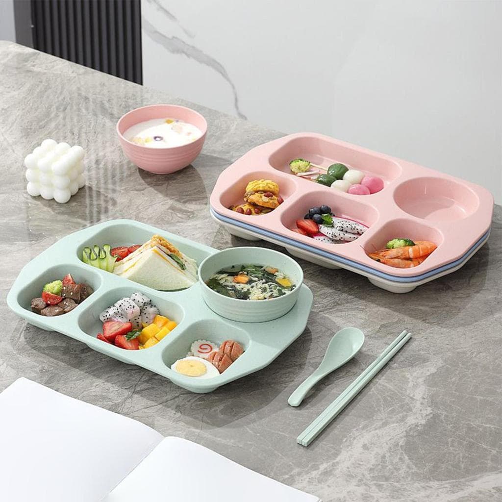 Prato De Jantar Dividido Doméstico Reutilizável Com 5 Compartimentos Salada Para Crianças Estudantes Comida heqoibr
