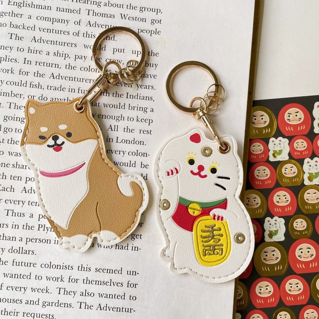 Departamento de gatos mantimentos estilo japonês gato da sorte Shiba Inu chaveiro saco pingente controle acesso IC cartã