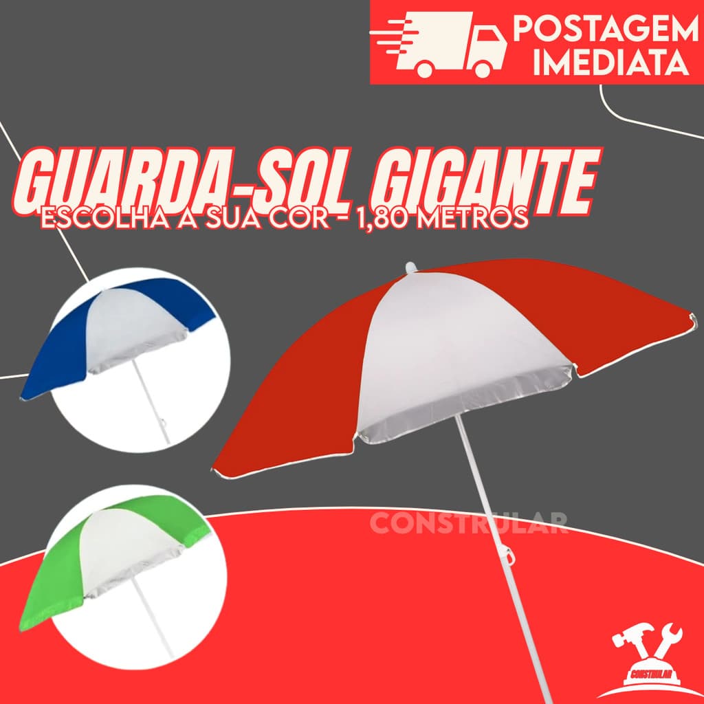 Guarda Sol Praia Gigante 1,80m Piscina E Pesca Proteção UV FPS 70