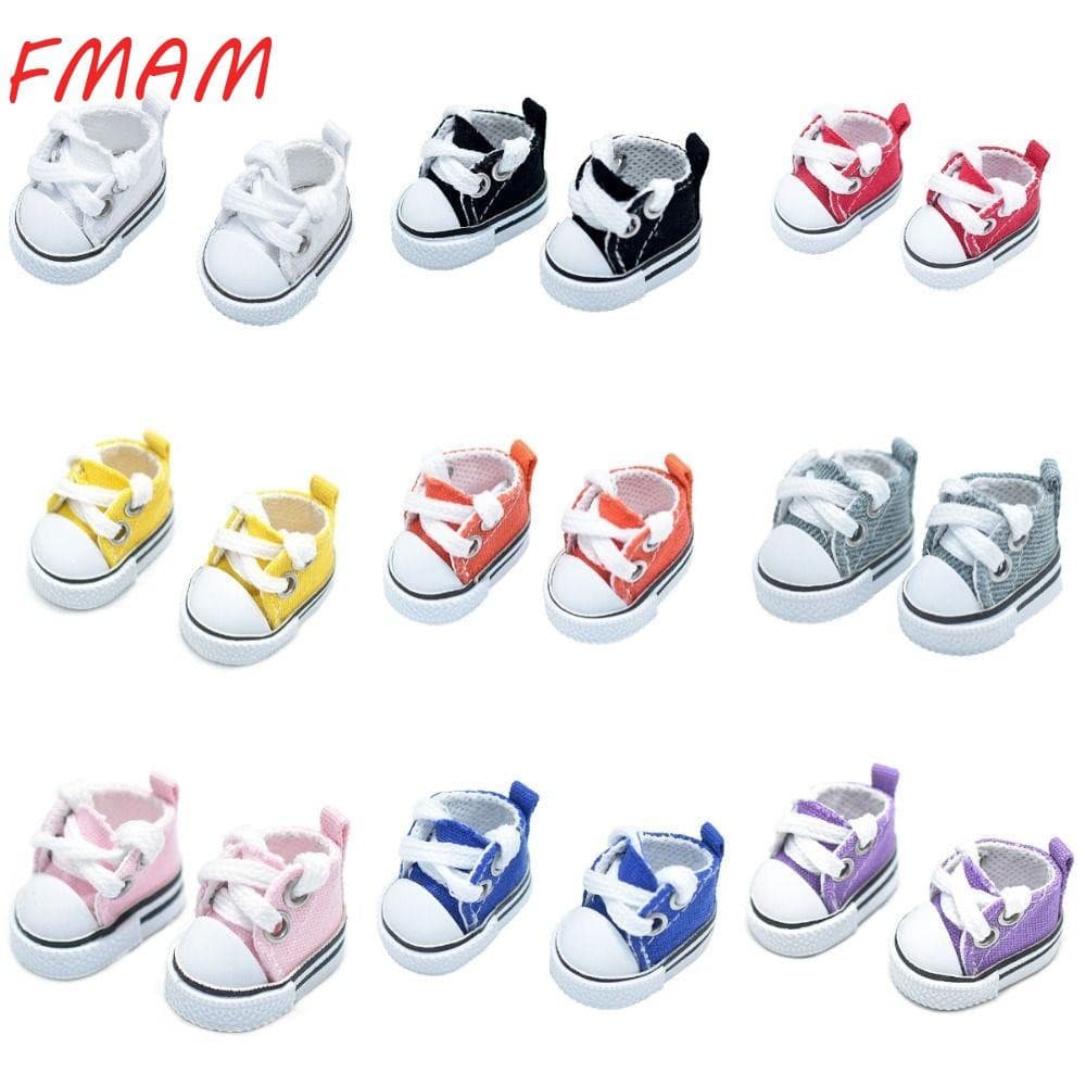 Sapatos De Boneca FMAM BJD , Tênis De Cano Alto De Material De Lona De Tamanho De 3.5 Cm DIY Com Design