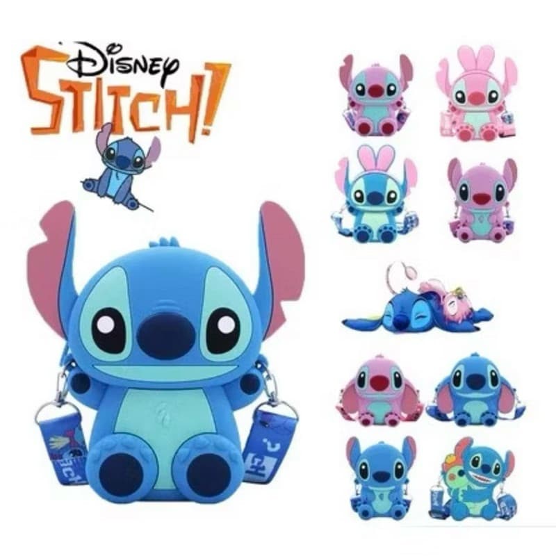 Anime Lilo & Stitch Angel Lovely Fashion Bag Princesa Pequena Bolsa De Silicone Figuras De Anjo De Ponto Modelo Brinqued