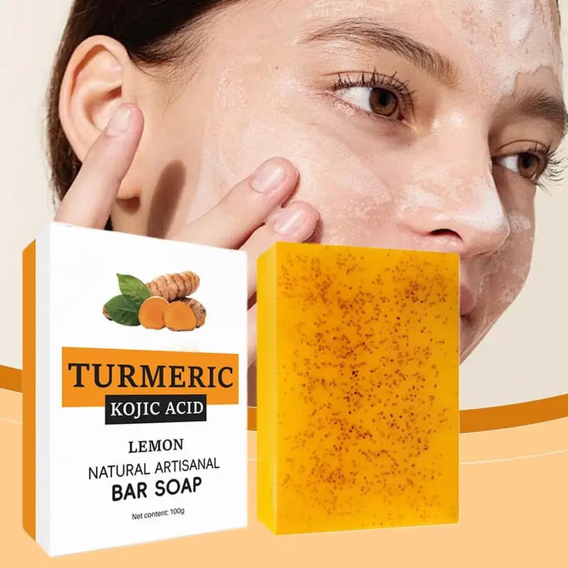 Sabonete tira manchas, kojic acid, Sabonete Facial De Cúrcuma Artesanal , Limpeza Profunda , Controle De Óleo