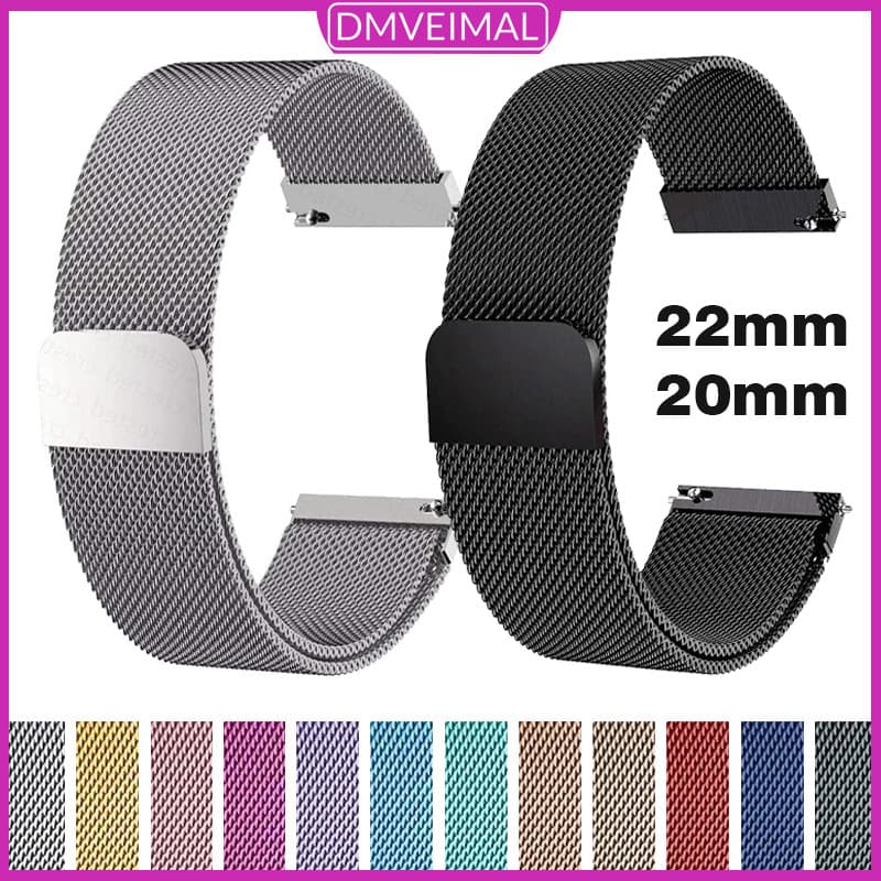 Pulseira Milanesa 22mm 20mm De Aço Para Galaxy Watch 7 6 5 FE/Active 2 Gear S3/ Huawei GT 6 5/ Amazfit GTR GTS 4 Mini