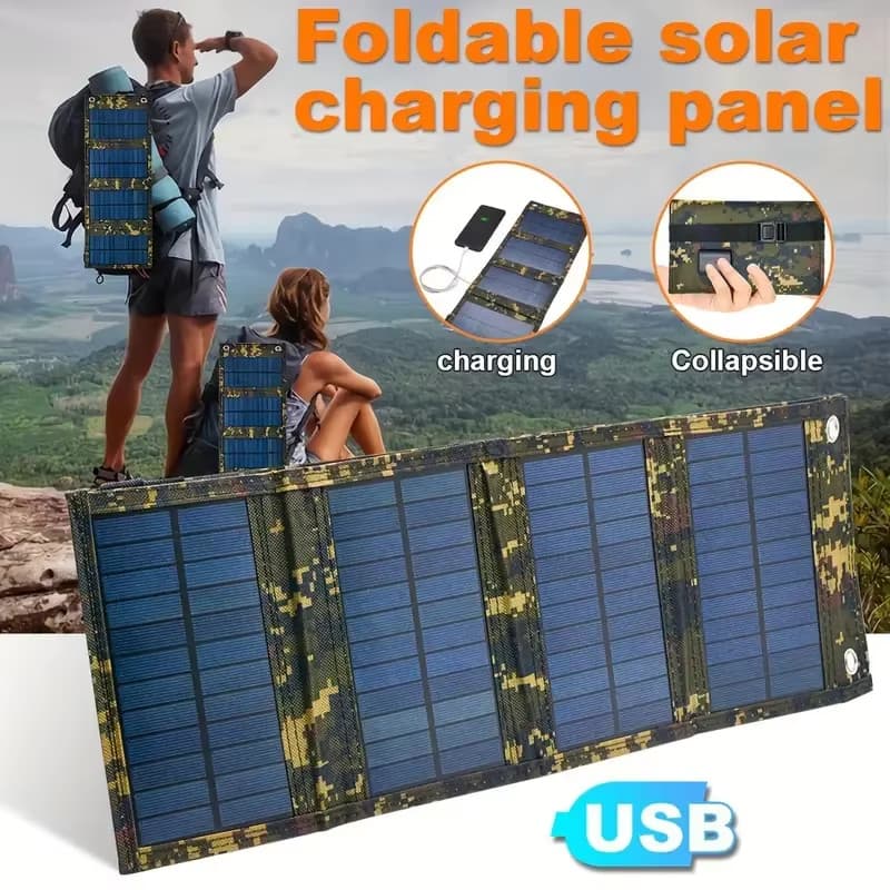 Carregador Solar 20W Dobrável Ao Ar Livre 5V Saída USB Painel De Carregamento Placa Portátil Para Caminhadas Tavel