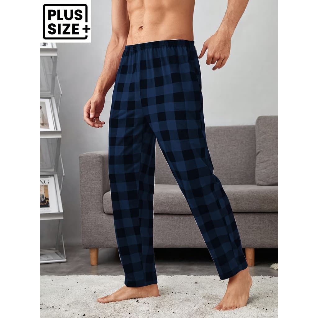 Calça de pijama masculina xadrez Diagonal, calça de pijama
