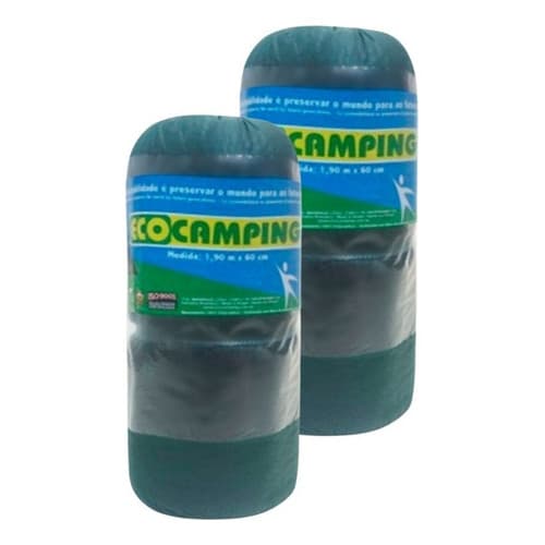 Kit 2 Colchonete Camping Acampar Retiro Solteiro Ecocamping Cor Verde Liso