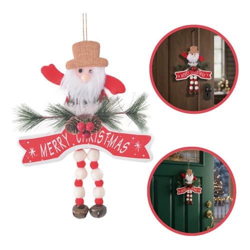 Enfeites Para Porta De Natal Wincy Boneco Papai Noel 30x20 Vermelho