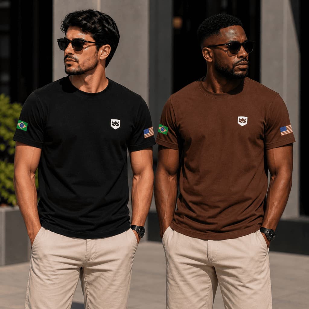 Kit 2 Camisetas Masculinas Estilo Country 100% Algodão Slim Casual