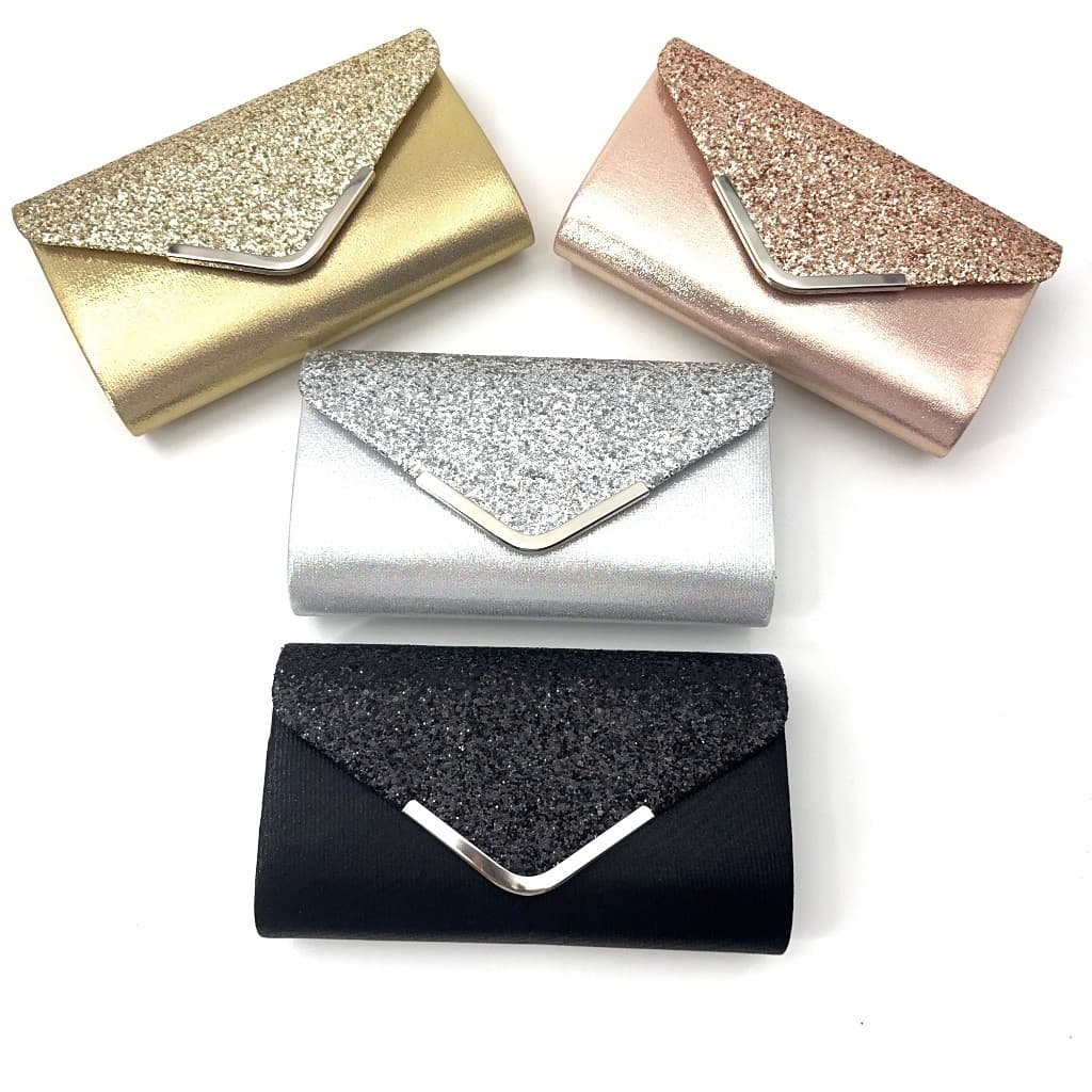 Bolsa Clutch Feminina De Festa Casamento Formatura Brilho Glitter Transversal Tiracolo Carteira de Mão Chique Elegante